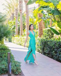 Spring Green Gown & Quartz Necklace for a Summer Wedding