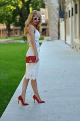 All white and a pop of red
