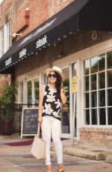 Black Floral Tank + Louboutin So Kate Pumps
