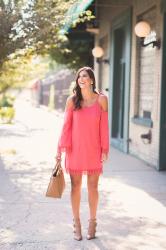 Coral Cold Shoulder Dress