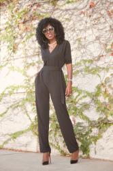 Quarter Sleeve Black Jumpsuit