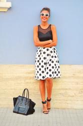 Polka Dot White Midi Skirt