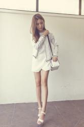 Just G: All White Sporty(Just G romper and jacket, Zara bag,...