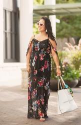 Black Floral Off-Shoulder Maxi // On Trend Tuesdays LinkUp