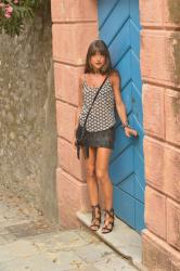 Liquorice Cami Top and Fringed Miniskirt ♥ Haut à fines bretelles et minijupe frangée réglisses