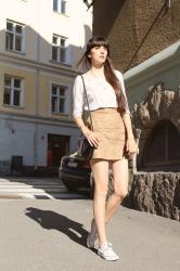 Suede Skirt & Lace T-shirt