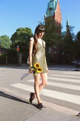 Olive Leather Dress