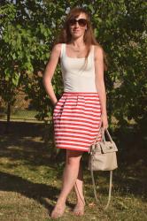 Outfit: DIY red&white striped skirt