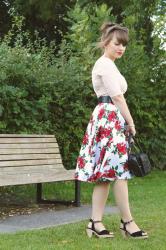 Outfit: re-mixing the rose skirt (and some hindsight)