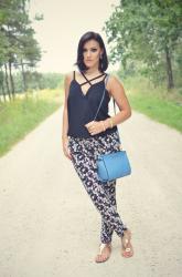 Flower pants and black top