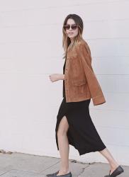 Suede Jacket and Midi Dress