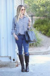 gingham tunic + the perfect fall riding boots