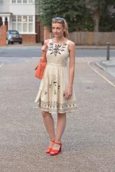 Dressing For the Heat | A Cream Embroidered Sun Dress and Bright Accessories