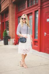 Striped Shirt + Lace Skirt