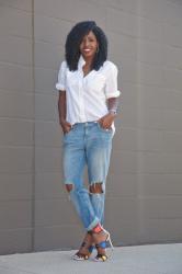 Boyfriend Shirt + Distressed Boyfriend Jeans