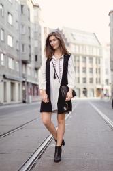 Black Vest and Boho Dress