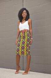 Tank Top + Ankara Print Pencil Skirt