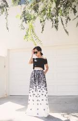 Long Long Weekend: Maxi Ball Skirt & Off-the-shoulder Top