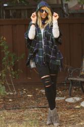 plaid poncho