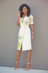 Floral Button-Down Shirt + Coyote Print Skirt
