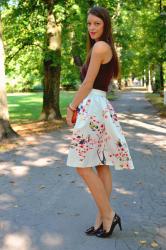 white cherry blossom skirt