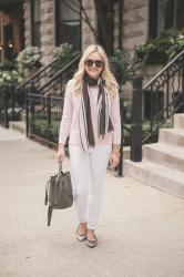 blush pink + dark green