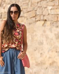 Denim Culottes and Floral Top