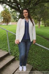 Blue and white business casual