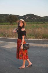 Outfit: off shoulder top in the sunset