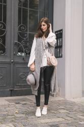 Grey Wool Vest and Leather Pants