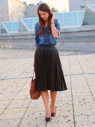 faux leather pleated skirts
