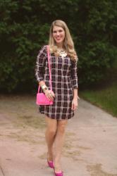 Confident Twosday: Plaid Dress and Pink Heels