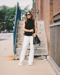 Wide-leg white jeans