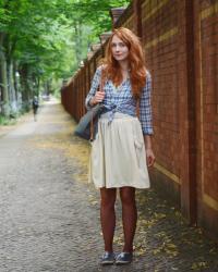 Chestnut Hair and Checked Blouse