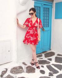 Floaty Red Kimono Dress - The Streets of Mykonos (and a Vlog!)