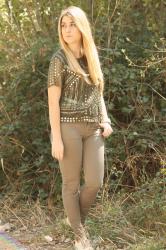 EMBELLISHED MILITARY T-SHIRT