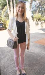 Colourful Skinny jeans, Black Tanks and Rebecca Minkoff Love Bag