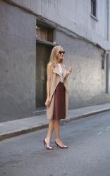 Burgundy Leather Skirt