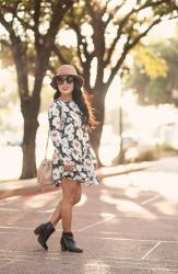 Fall Green Floral Dress