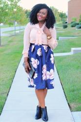 Floral Circle Skirt + Pussy Bow Blouse