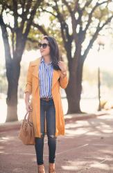 Draped Trench + Striped Shirt