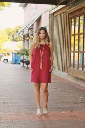 Game Day Outfit: Garnet Suede Shift Dress