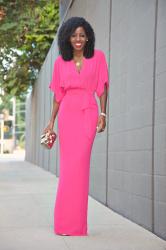 V-Neck Kimono Sleeve Maxi Dress