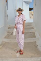 Pink Stripe Vintage Jumpsuit in Santorini + #iwillwearwhatilike Link Up