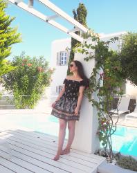 Mosaic Print Dress in Mykonos Town