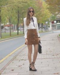 Camel suede skirt