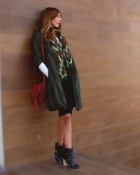 Green loose trench coat