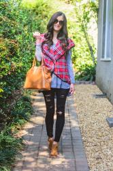 Plaid, black denim, + WIWW