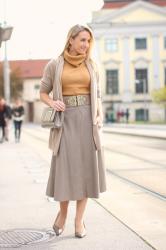 Cardigan & midi skirt