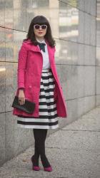 Popping pink in a black&white ensemble